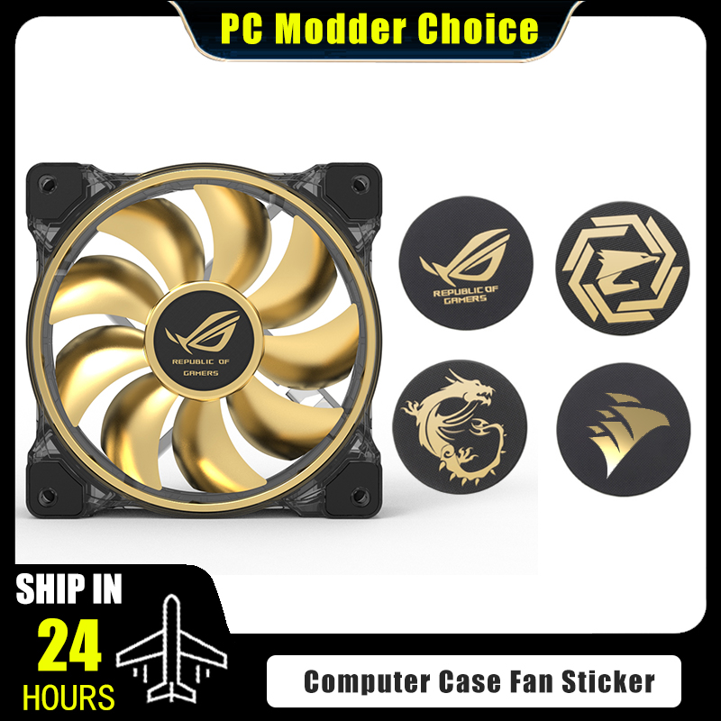 Pc Gaming Lounge - コンピュータケースファンロゴステッカー、ROG MSI AORUS Corsairラベル金メッキペーストPCゲーマーGPU装飾アクセサリー、3ピース/ロット