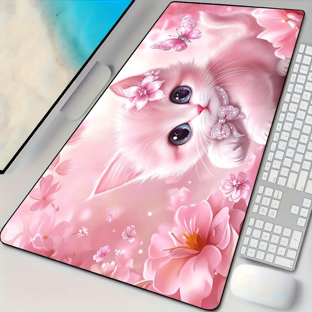 夢のようなピンク色の猫のイラストが描かれたマウスパッド。デス - Pc Gaming Pink のレビューと価格