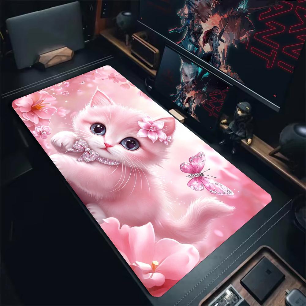 夢のようなピンク色の猫のイラストが描かれたマウスパッド。デス - Pc Gaming Pink のレビューと価格