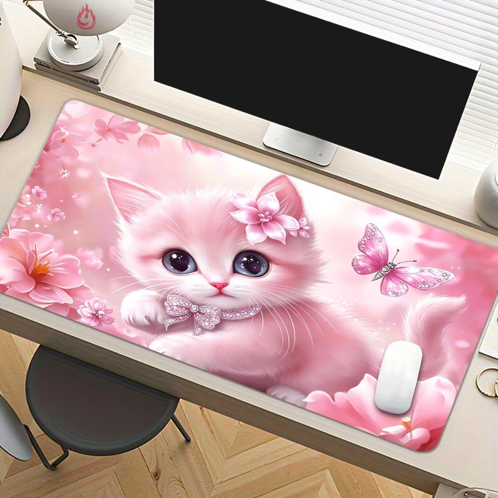 夢のようなピンク色の猫のイラストが描かれたマウスパッド。デス - Pc Gaming Pink のレビューと価格