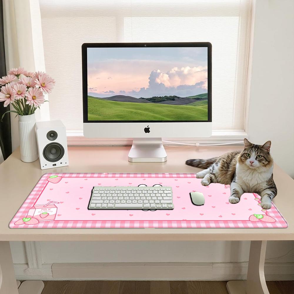 ピンクのいちご柄、ミルク色のウサギ柄、チェック柄のゲーミング - Pc Gaming Pink のレビューと価格