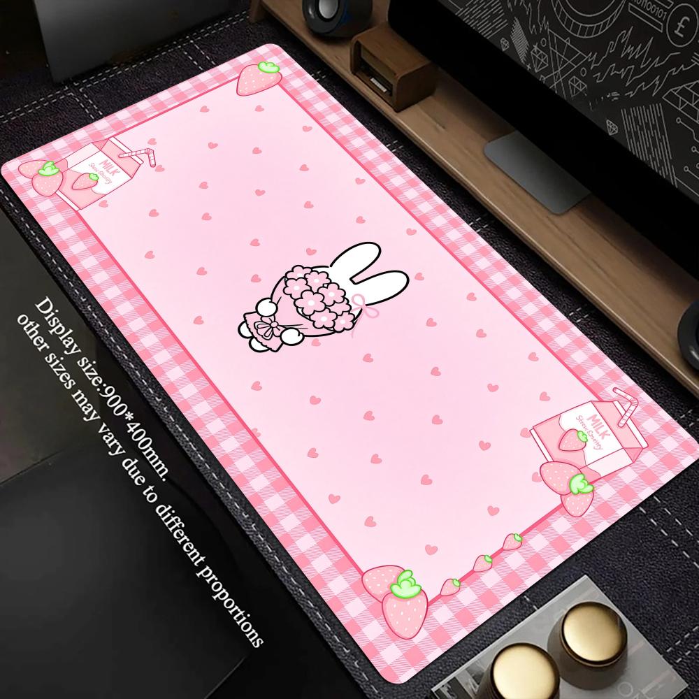 ピンクのいちご柄、ミルク色のウサギ柄、チェック柄のゲーミング - Pc Gaming Pink のレビューと価格